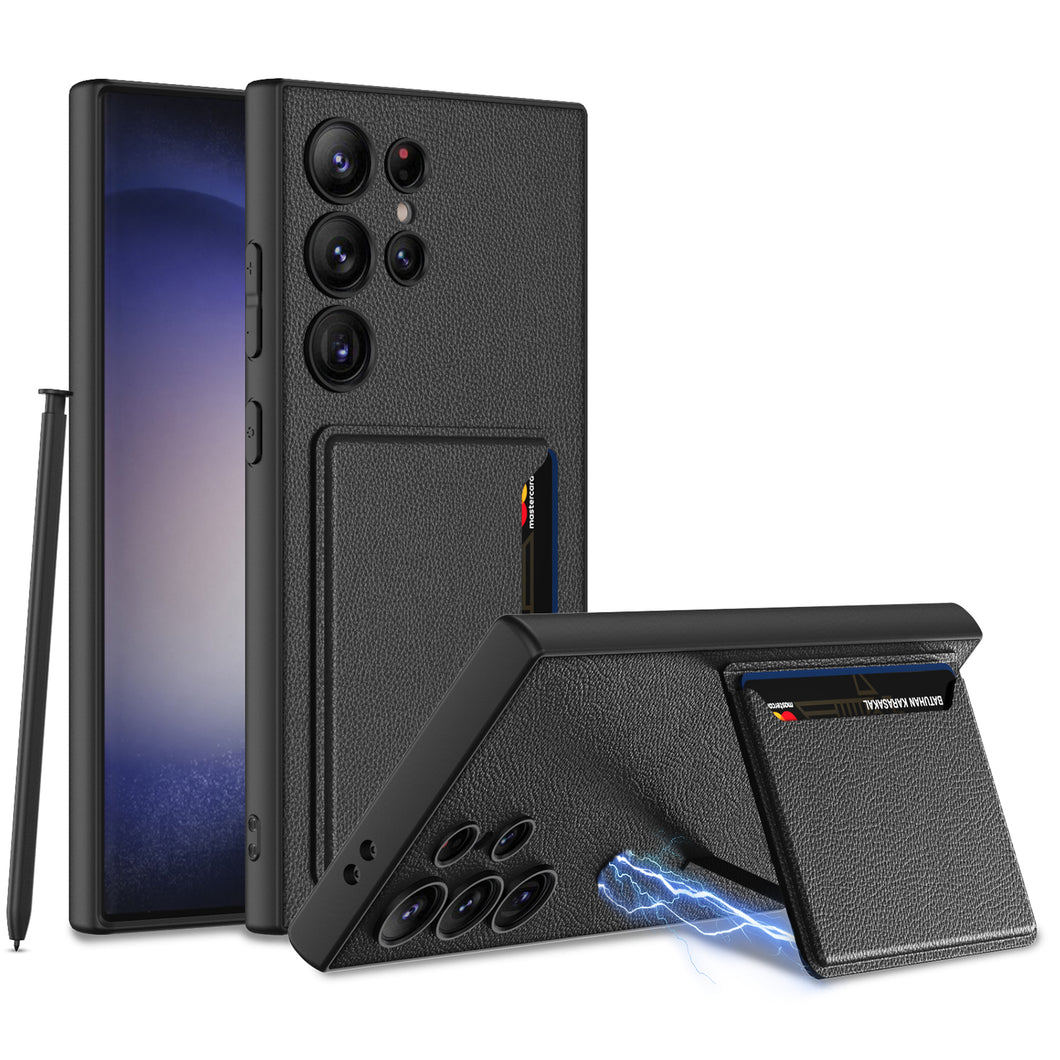 Plain Pickup Card Holder Magnetic Case For Samsung S24U S24Plus S24