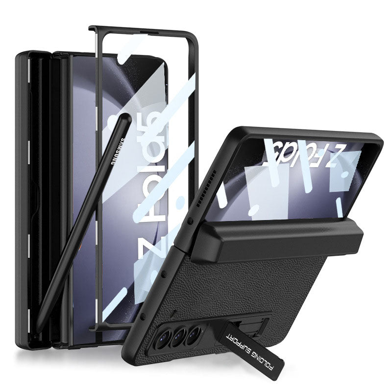 Magnetic Hinge Samsung Z Fold5 Case With Folding Bracket & Front Film & Pen slot