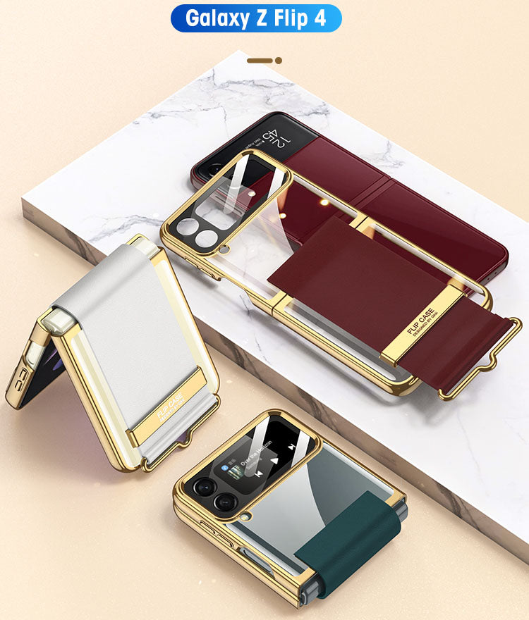 Electroplated Samsung Galaxy Z Flip4 5G  Hard Cover with Strap