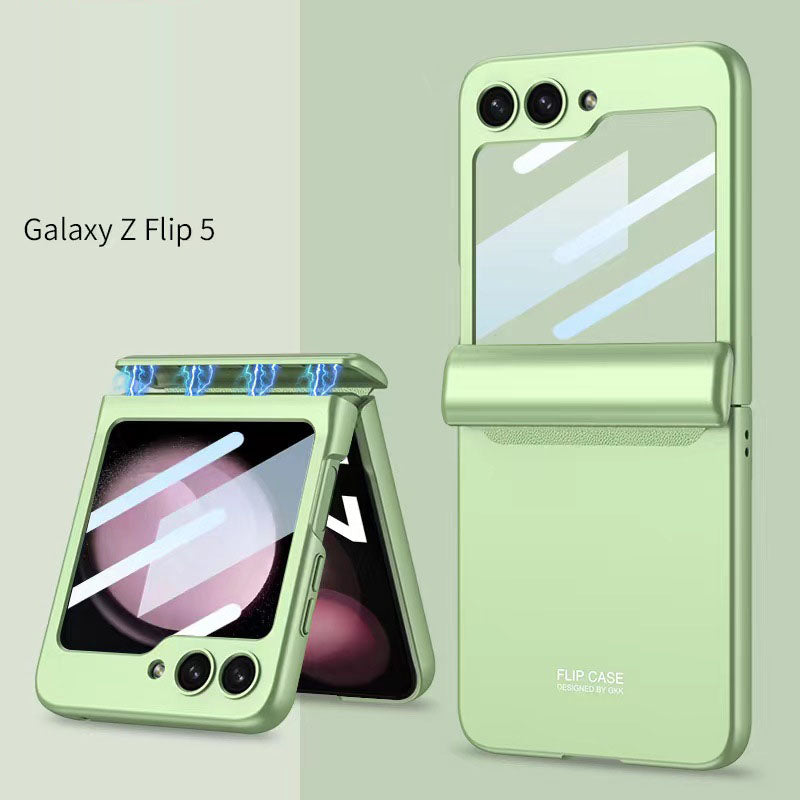 Magnetic Hinge Samsung Galaxy Z Flip5 Flip6 Full Coverage Phone Case with Front Screen Protector