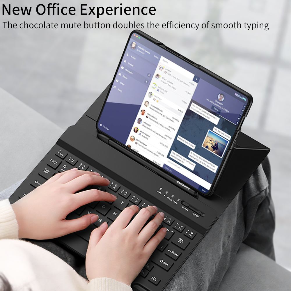 Bluetooth Keyboard For Galaxy Z Fold4/Fold3 5G With Full Protection Case and S Pen Slot