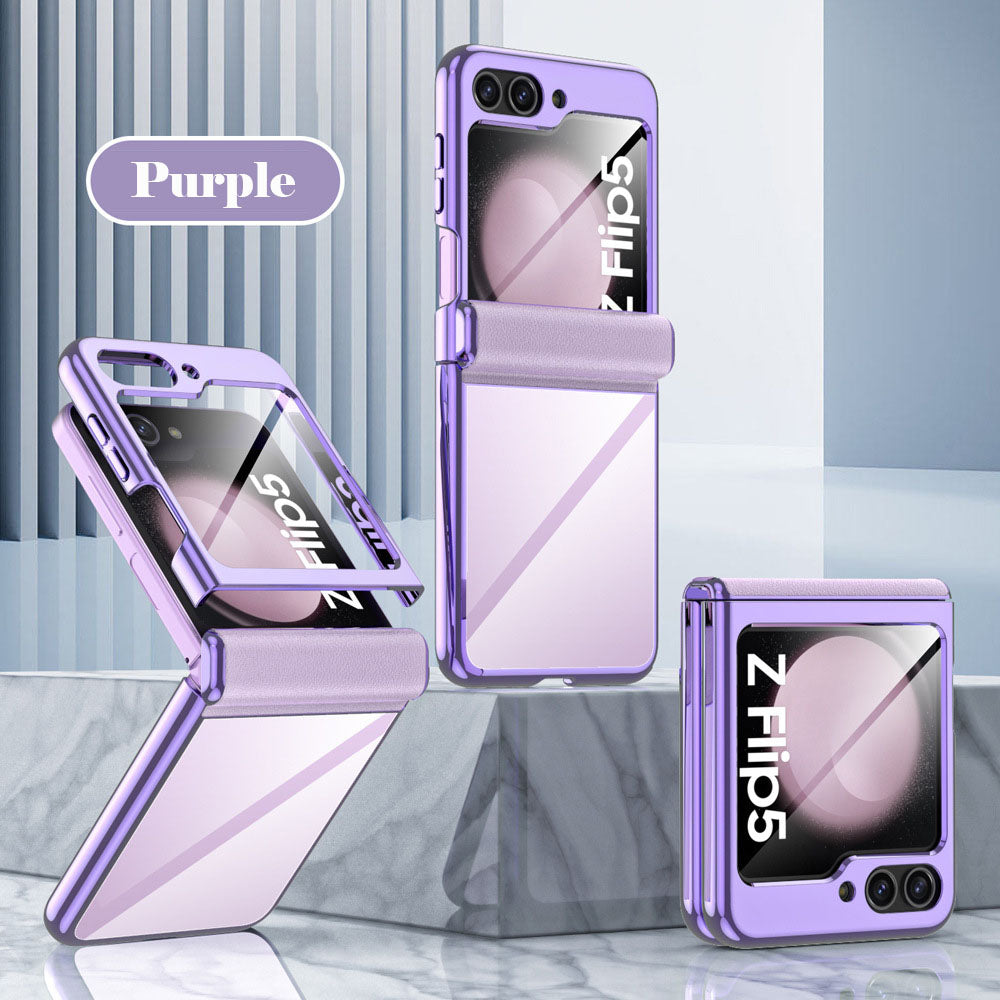 Electroplated Fully Enclosed Hinge with Front Film Samsung Galaxy Z Flip5 Case