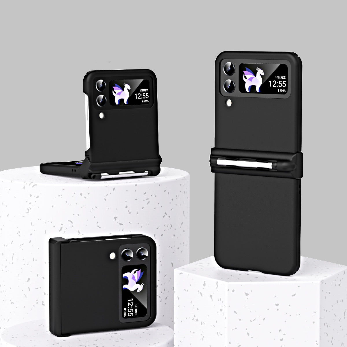 Macaron Hinged All-Inclusive Drop-Proof Cover with Stylus for Samsung Galaxy Z Flip4 5G 