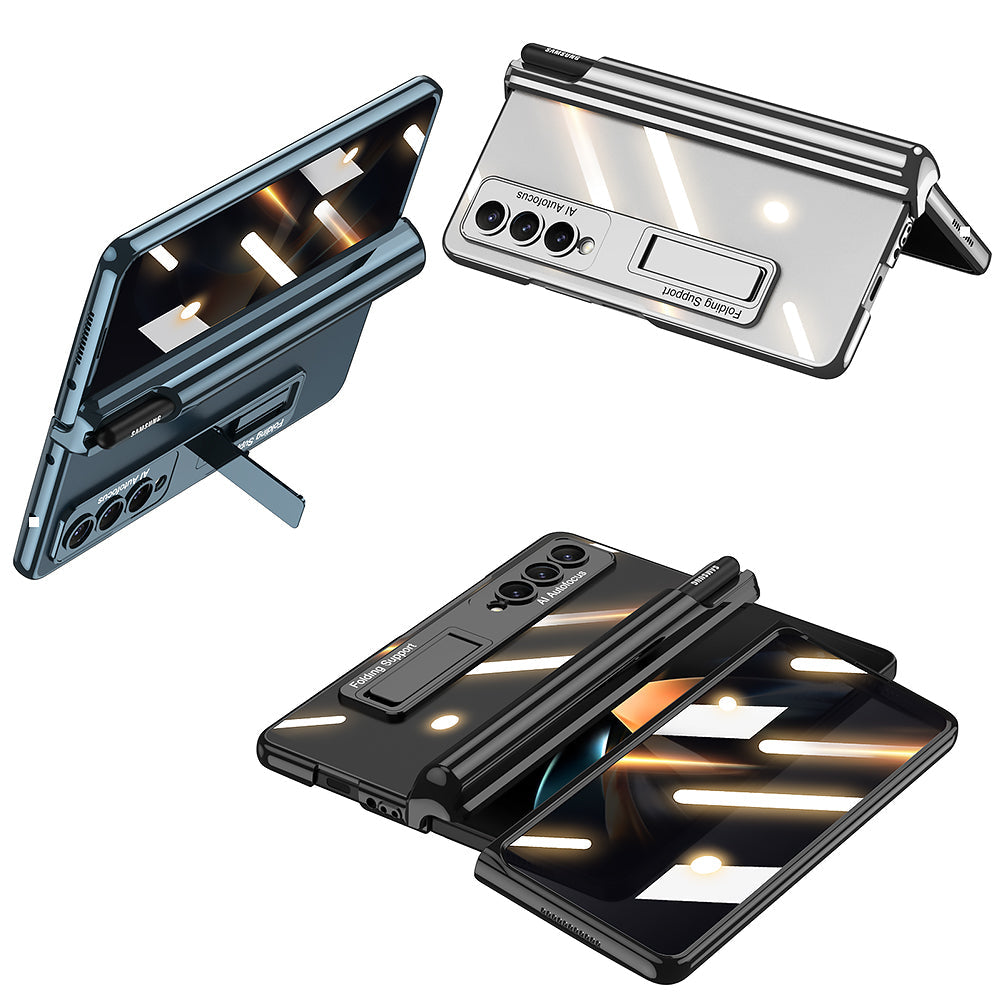 Galaxy Z Fold4 Magnetic Pen Holder Folding Bracket Shell Case With Film Integration And Folding Support