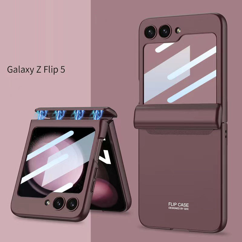 Magnetic Hinge Samsung Galaxy Z Flip5 Flip6 Full Coverage Phone Case with Front Screen Protector