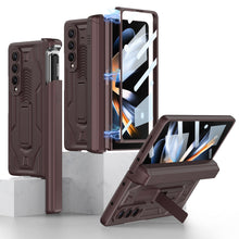 Charger l&#39;image dans la galerie, Magnetic Galaxy Z Fold4 5G Cover Folding Armor Case With Film &amp; Slide Pen Slot and Kickstand
