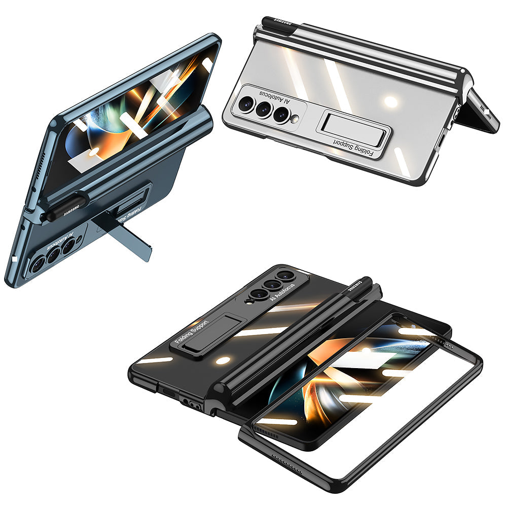 Galaxy Z Fold4 Magnetic Pen Holder Folding Bracket Shell Case With Film Integration And Folding Support