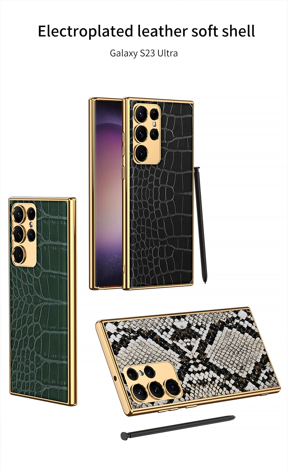 Electroplated Leather Soft Shell Samsung Galaxy S23 S23 Plus S23 Ultra Case