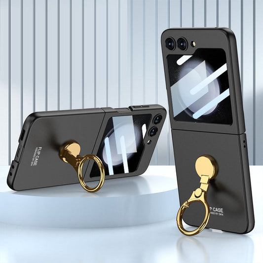 Luxury Slim Phone Case with 3-Axis Ring Mount and Front Screen Protector