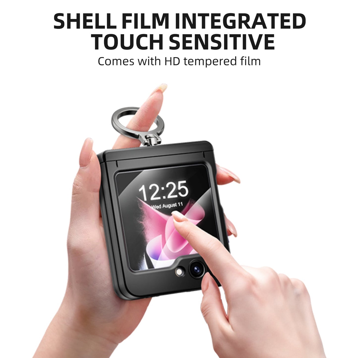 Anti-Fall Upgrade Hinge Full Protect Case with 360 Rotation Ring And Build-in Film
