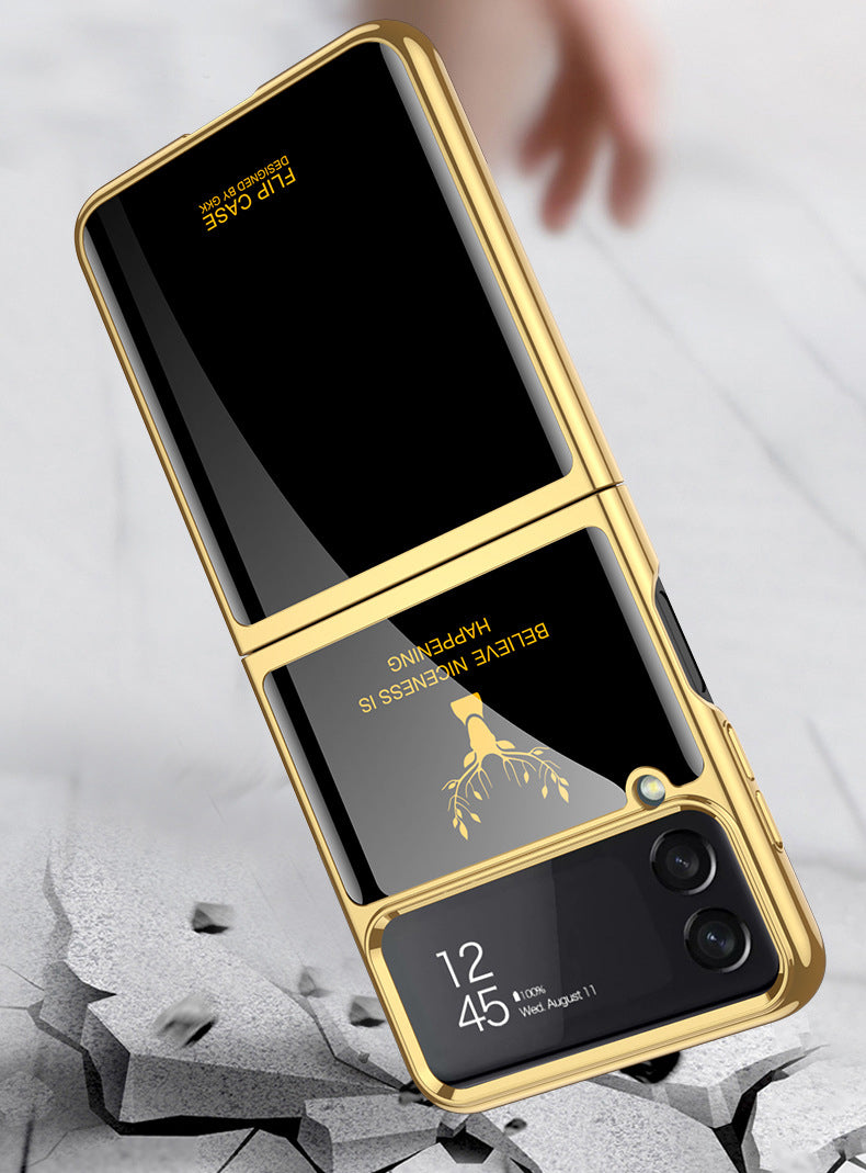 Luxury Electroplating Deer Glass Case For Samsung Galaxy Z Flip4 5G
