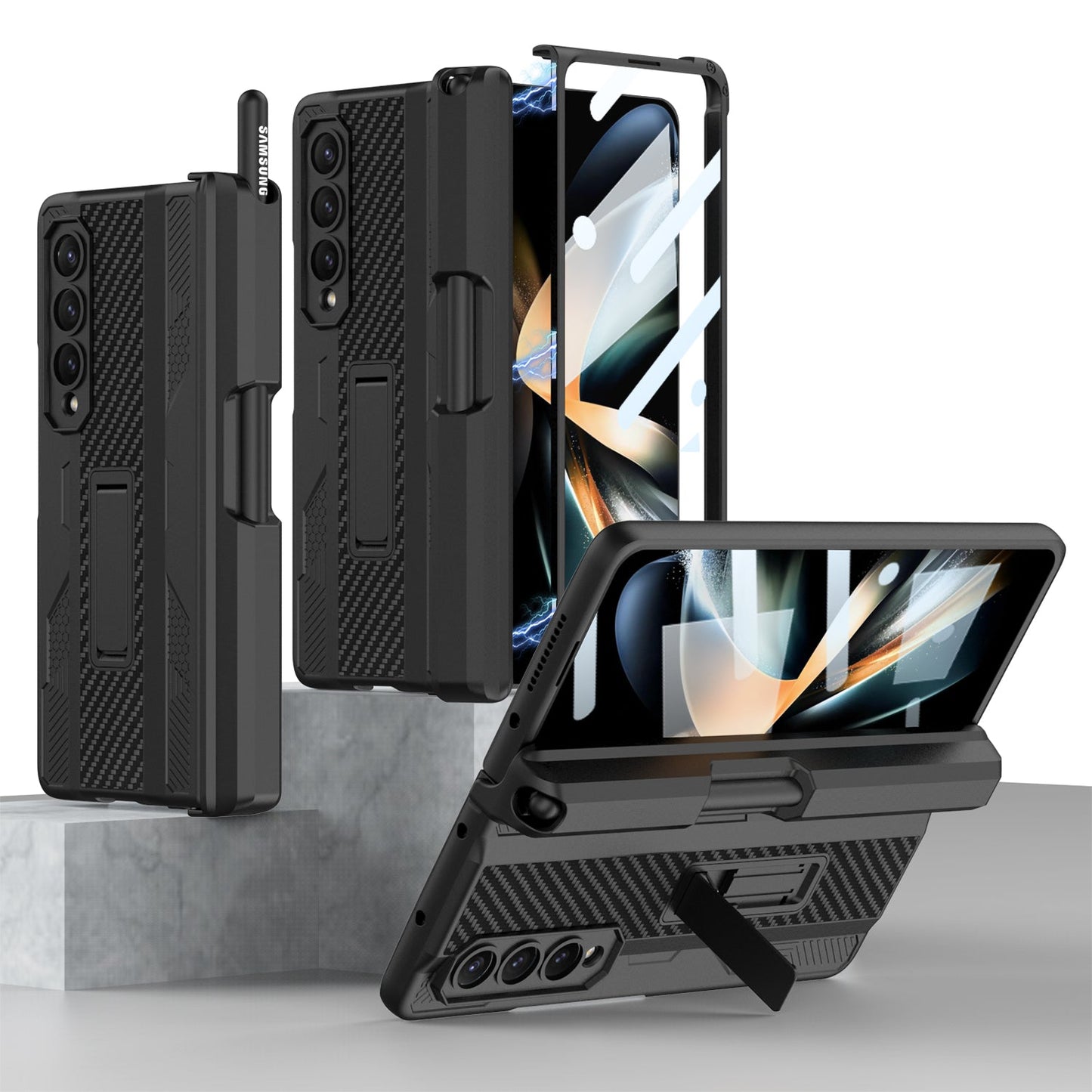 Magnetic Heavy Duty Samsung Galaxy Z Fold4 5G Case with Kickstand and S Pen Slot