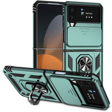 Cargar imagen en el visor de la galería, Samsung Galaxy Z Flip4 Heavy Duty Shockproof Cam Shield Armor Case with Kickstand Ring Holder
