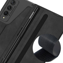 Lade das Bild in den Galerie-Viewer, Leather Wallet Samsung Galaxy Z Fold4 5G Case With Detachable Velcro Pen Slot
