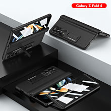 Charger l&#39;image dans la galerie, Luxury Leather Samsung Galaxy Z Fold5 Fold4 Fold3 Case with Screen Protector/Stand/Pen slot
