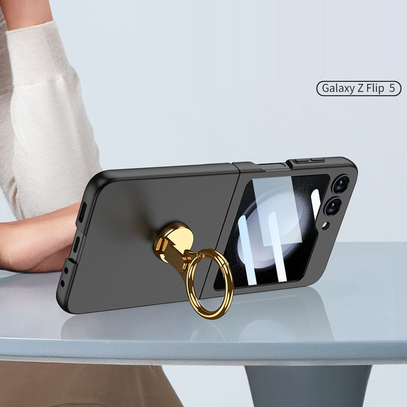 Luxury Slim Phone Case with 3-Axis Ring Mount and Front Screen Protector