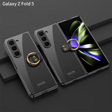 Charger l&#39;image dans la galerie, Electroplated Phantom Galaxy Z Fold 5 Case with Front Screen Tempered Glass Protector &amp; Ring
