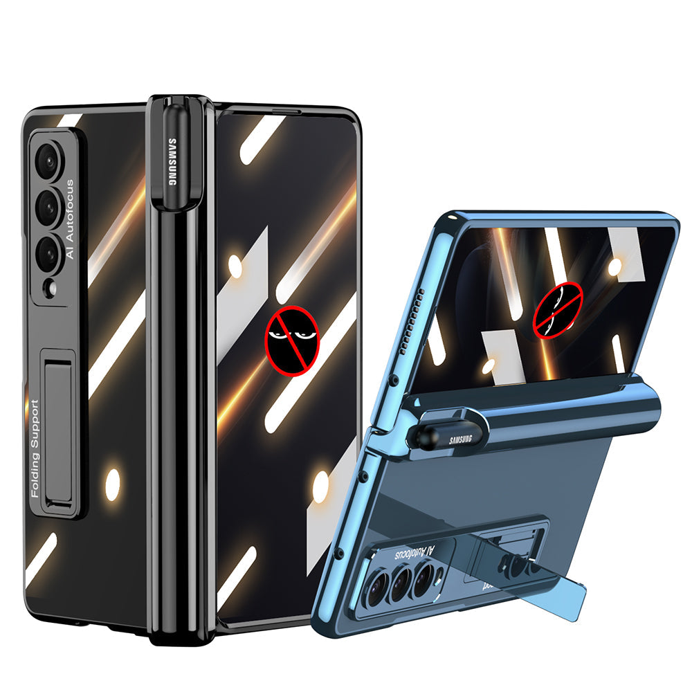 Galaxy Z Fold4 Magnetic Pen Holder Folding Bracket Shell Case With Film Integration And Folding Support