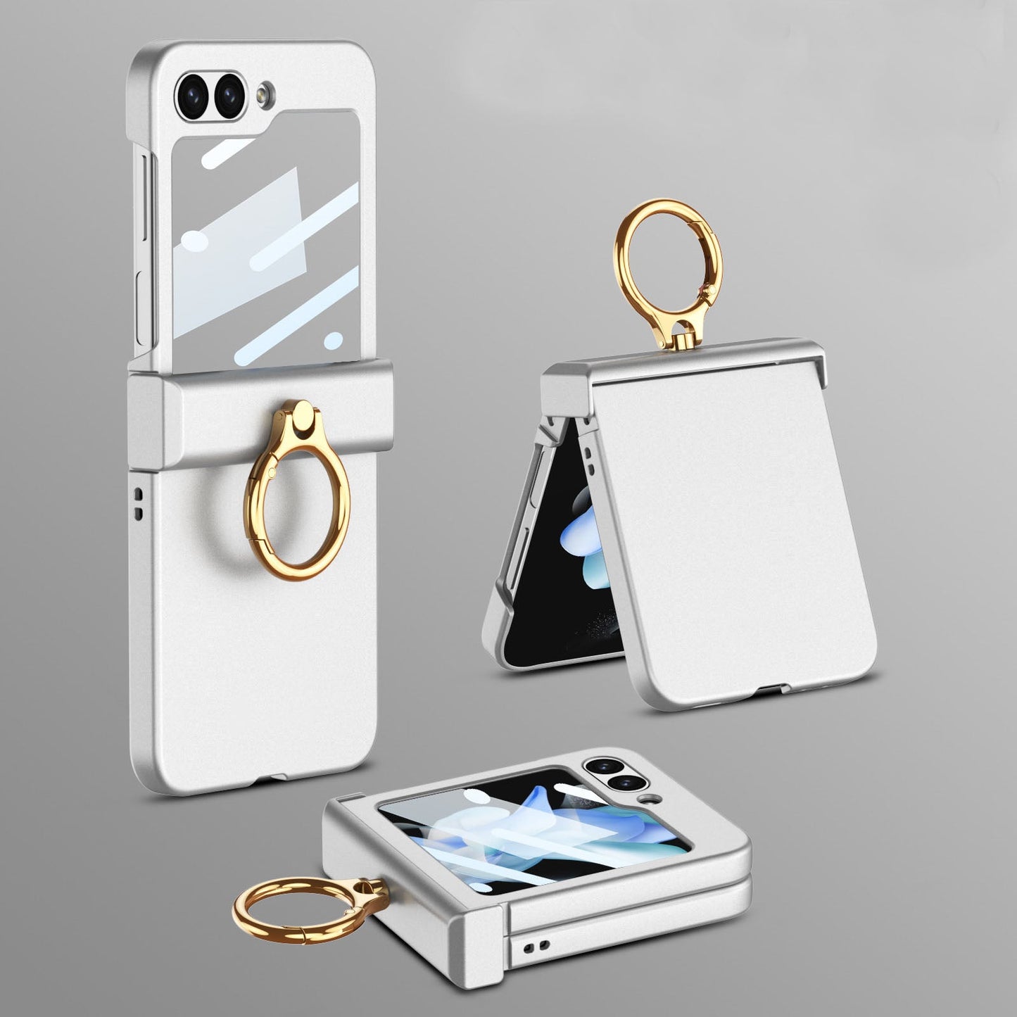Luxury  Full-Protect  Hinge Case for Samsung Galaxy Z Flip5 With Front Film & Ring