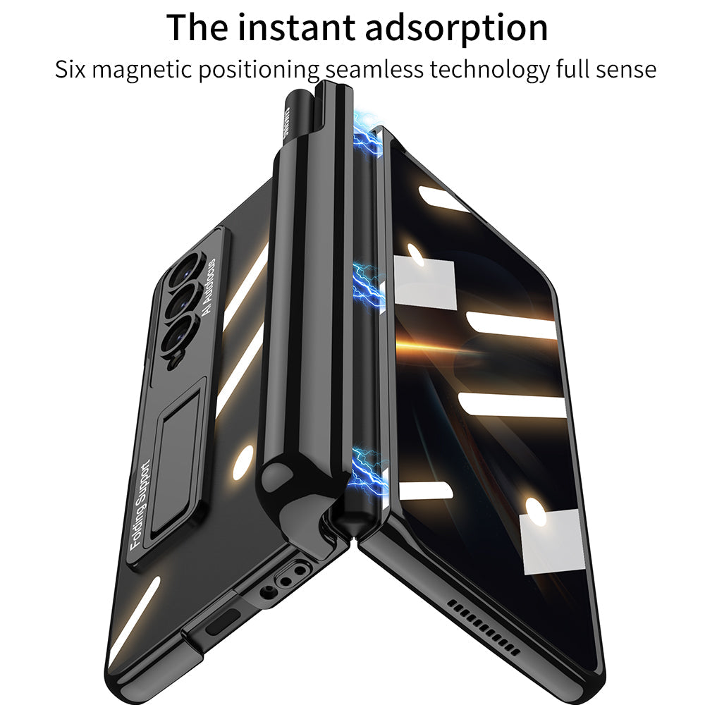Galaxy Z Fold4 Magnetic Pen Holder Folding Bracket Shell Case With Film Integration And Folding Support