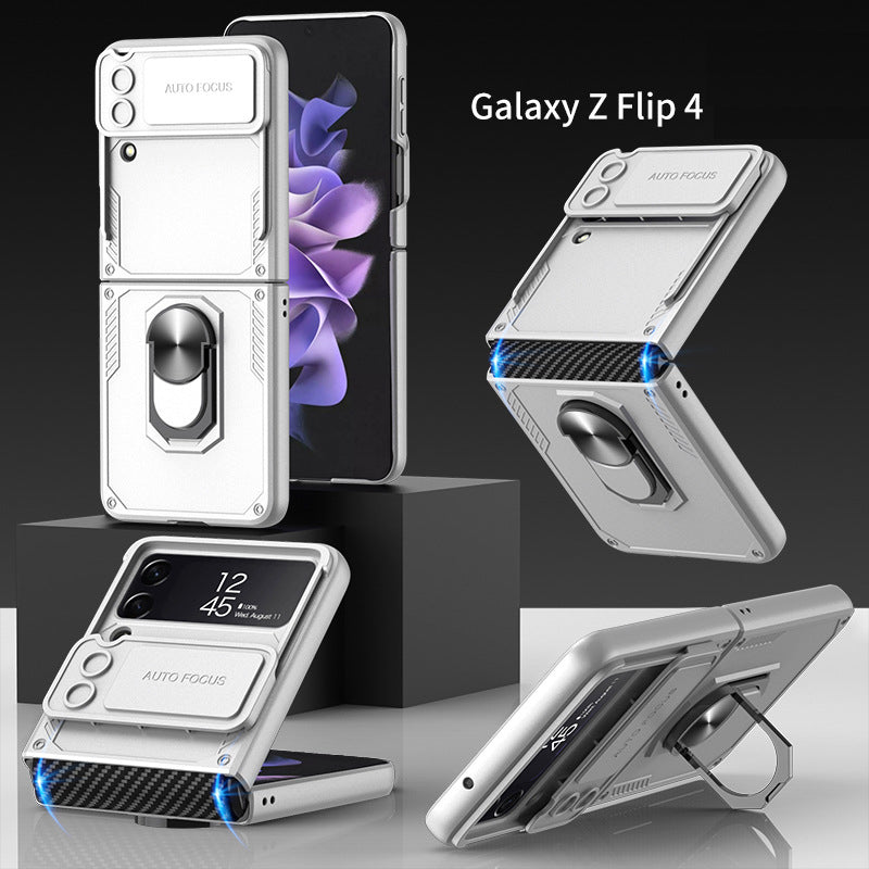Armor Shockproof Case For Samsung Galaxy Z Flip4 5G WIth Ring Holder and Lens Slide Protector