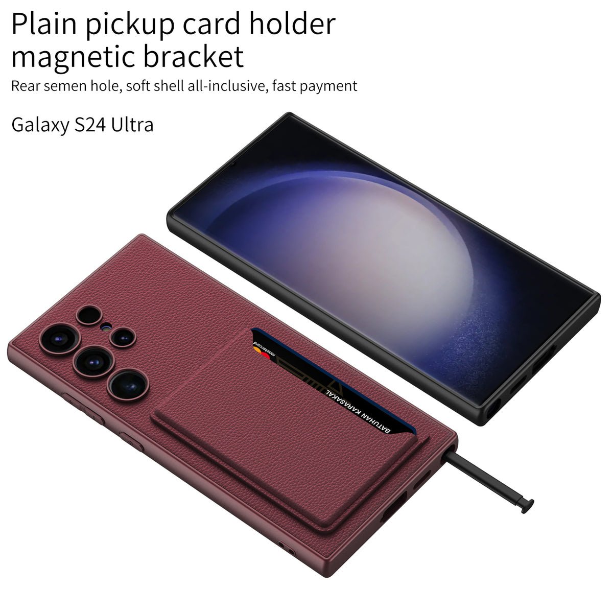 Plain Pickup Card Holder Magnetic Case For Samsung S24U S24Plus S24