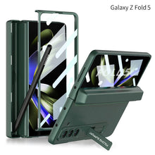 Charger l&#39;image dans la galerie, Magnetic Full Coverage Samsung Galaxy Z Fold 5 Case with Front Tempered Glass Protector and Hidden Pen Holder
