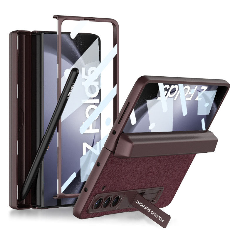 Magnetic Hinge Samsung Z Fold5 Case With Folding Bracket & Front Film & Pen slot