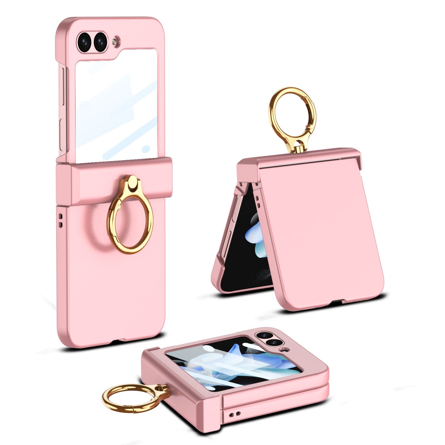 Luxury  Full-Protect  Hinge Case for Samsung Galaxy Z Flip5 With Front Film & Ring