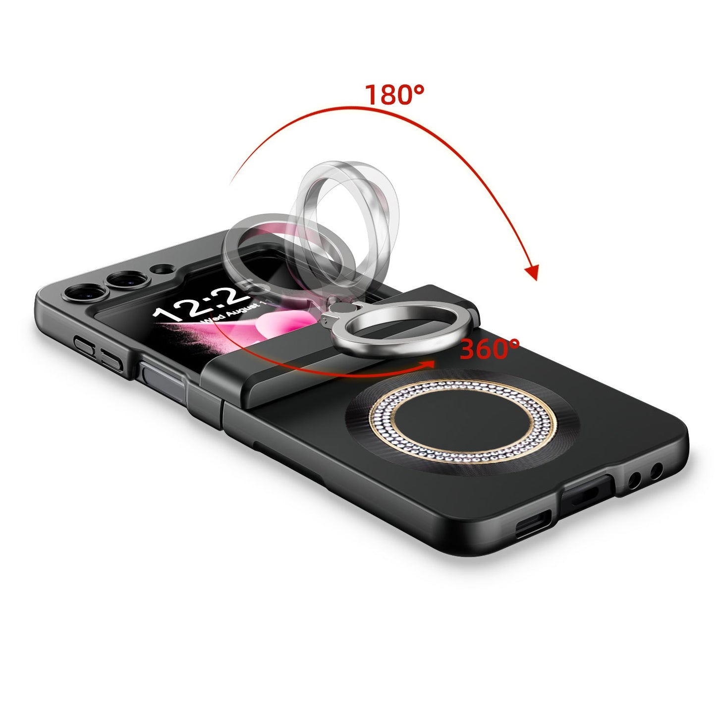 Anti-Fall Upgrade Hinge Full Protect Case with 360 Rotation Ring And Build-in Film