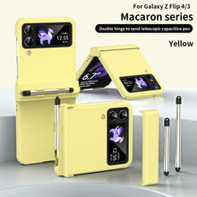 Charger l&#39;image dans la galerie, Macaron Hinged All-Inclusive Drop-Proof Cover with Stylus for Samsung Galaxy Z Flip4 5G 
