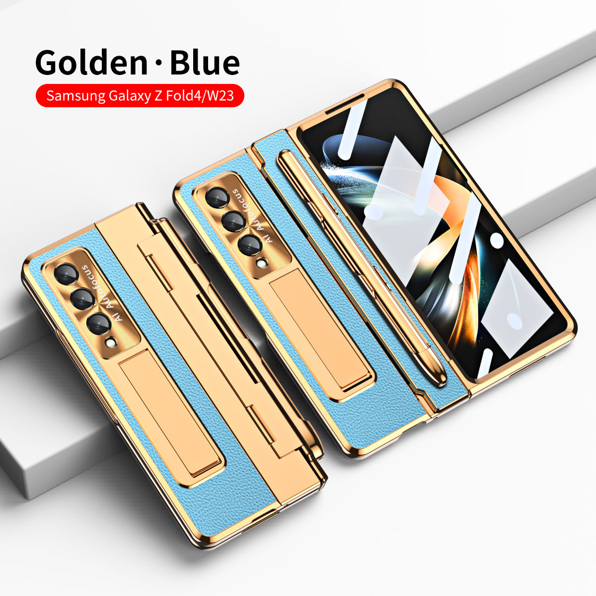 Shield Hinge Plain Leather All-inclusive Drop-Proof  Case For Samsung Galaxy Z Fold5 Fold4 5G