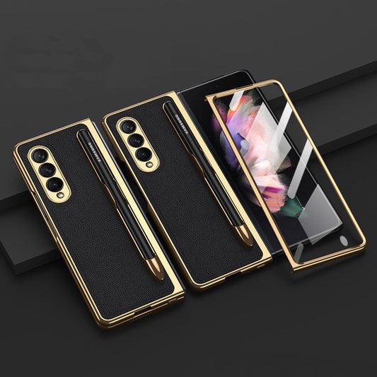 Electroplating Galaxy Z Fold4 Case With Film Protector and S Pen Slot