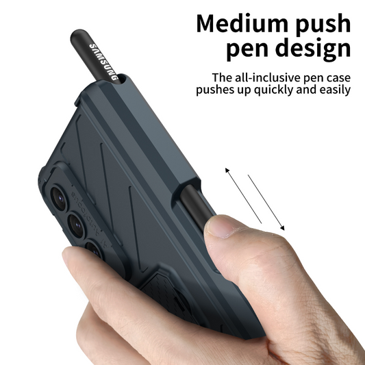 Hardcore Armor Case For Samsung Galaxy Z Fold4 5G With Push Pen Case Kickstand And Film Protector