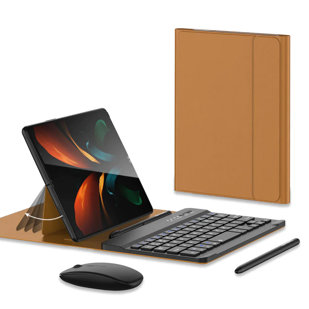 Bluetooth 3.0 Keyboard Leather Cover For Galaxy Z Fold5 Fold4 Fold3 5G