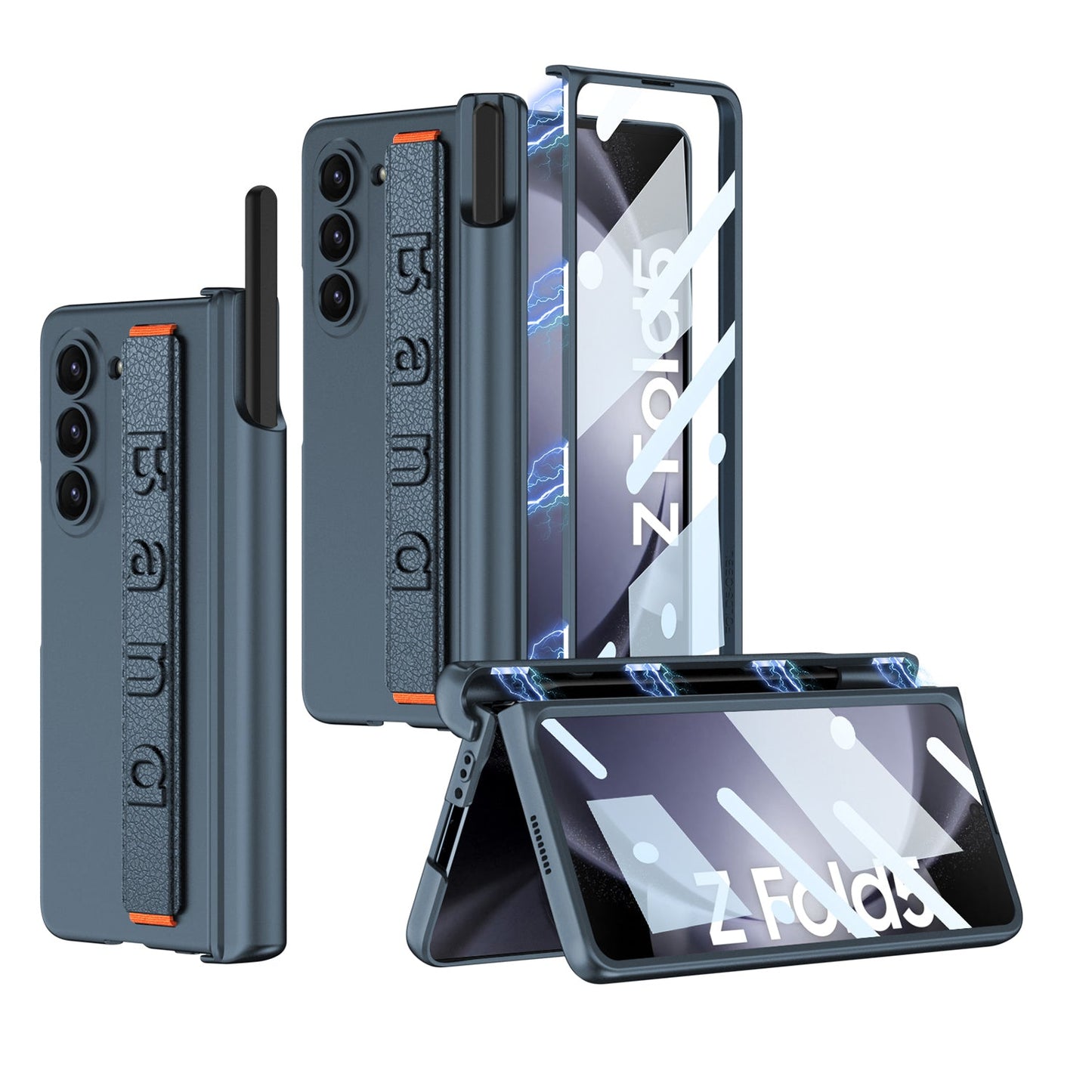 Samsung Galaxy Z Fold5 Magnetic Hinge Wristband All-inclusive Film Intergrated Case