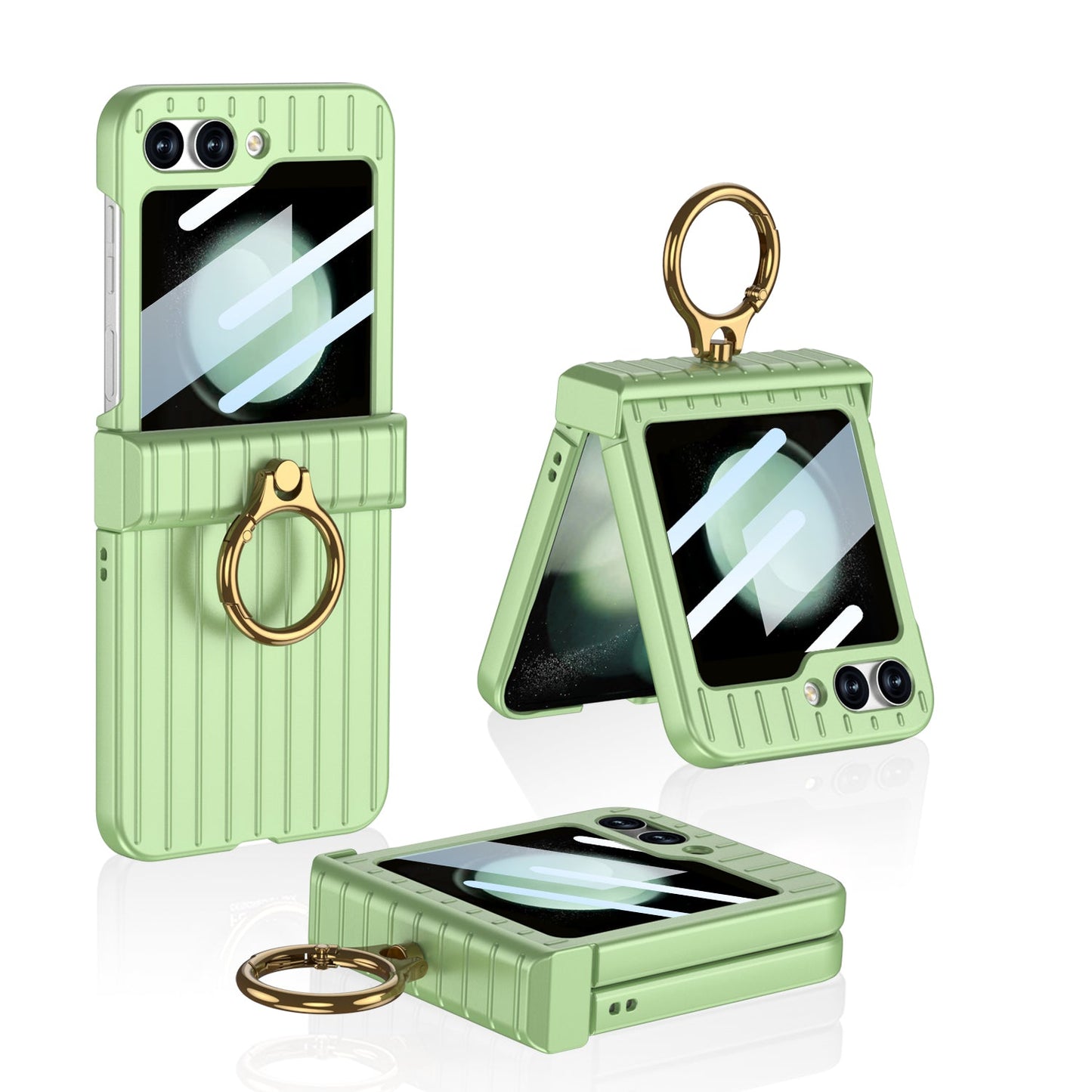 Membrane Integrated suitcase Case With For Samsung Galaxy  Z Flip5 With Ring Bracket