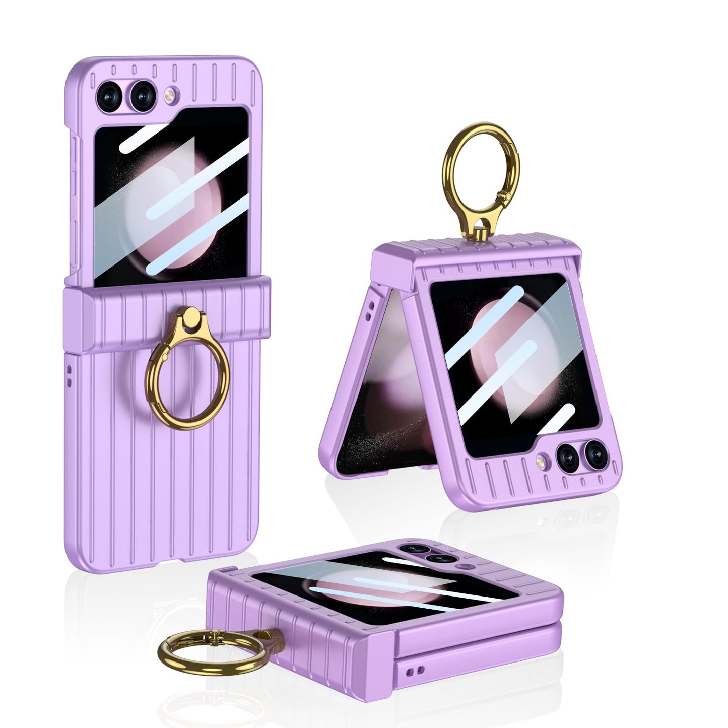 Membrane Integrated suitcase Case With For Samsung Galaxy  Z Flip5 With Ring Bracket