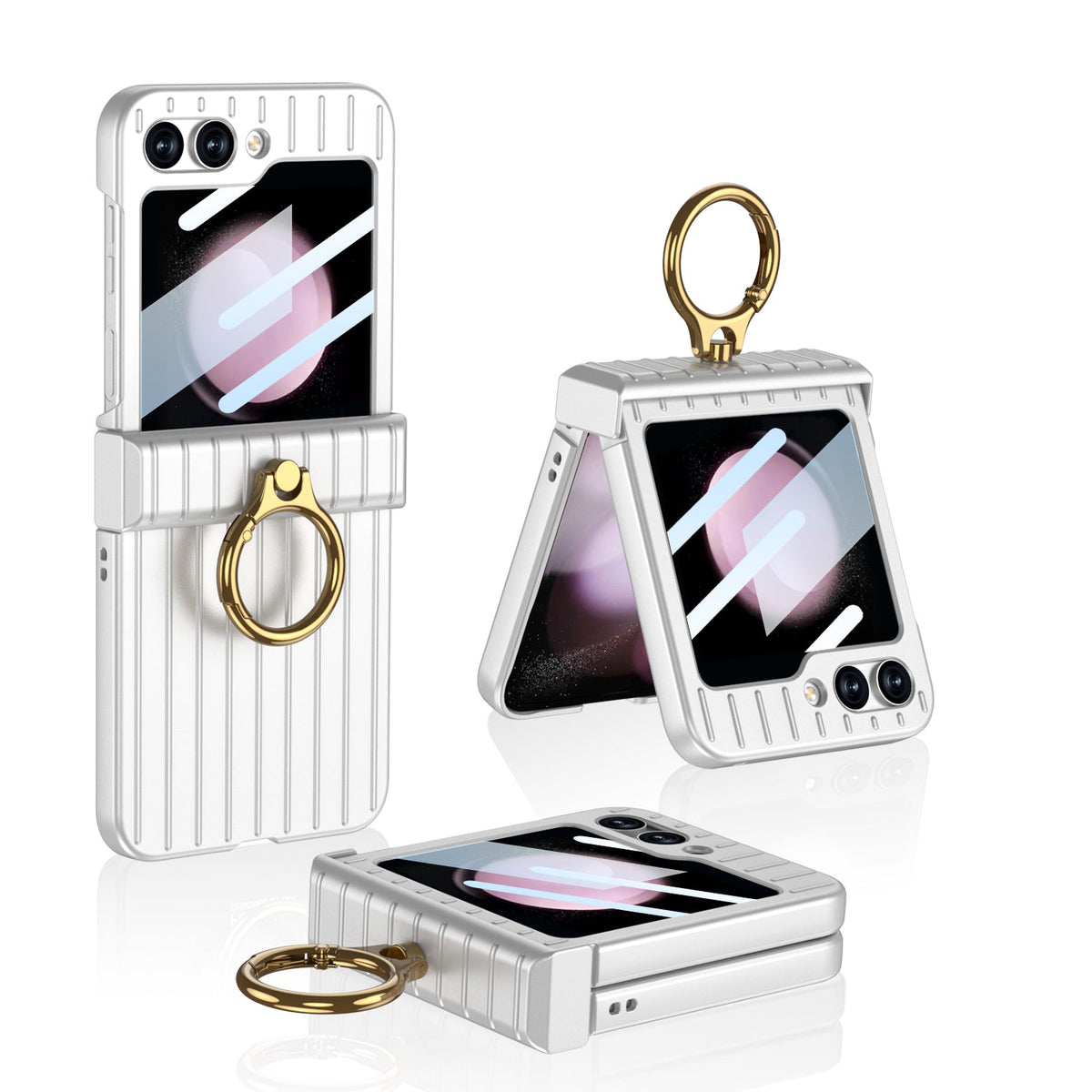 Membrane Integrated suitcase Case With For Samsung Galaxy  Z Flip5 With Ring Bracket
