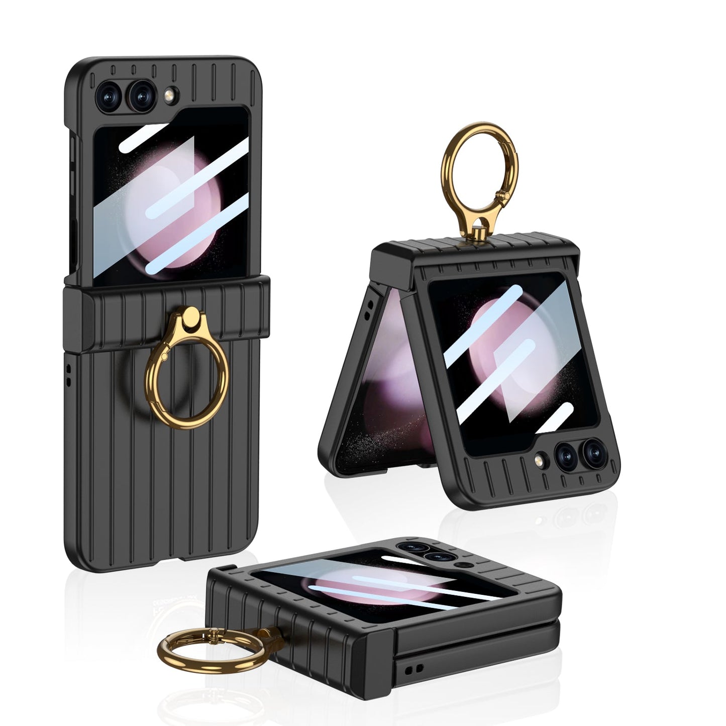 Membrane Integrated suitcase Case With For Samsung Galaxy  Z Flip5 With Ring Bracket