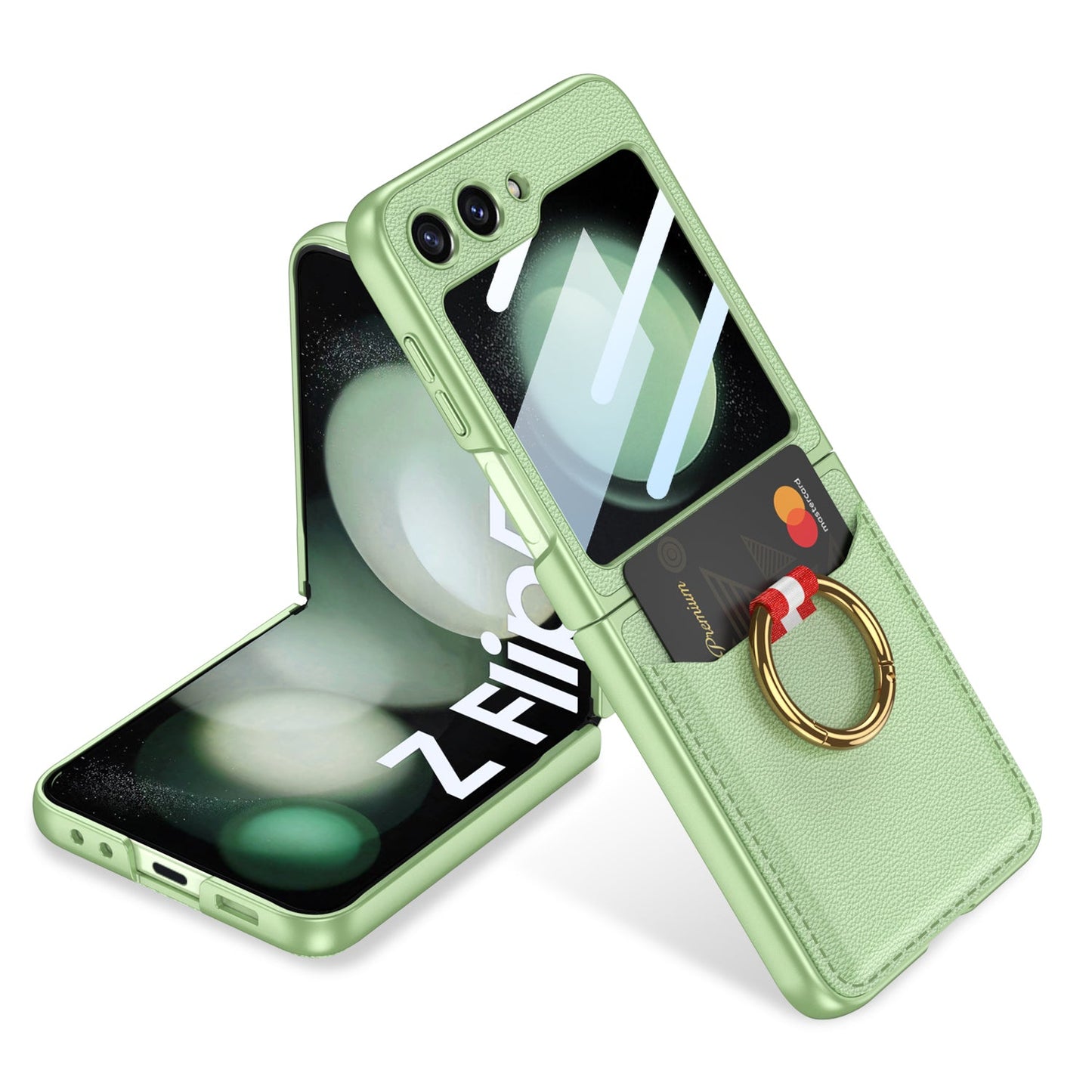 Cardholder Case For Samsung Galaxy Z Flip5 With Ring Bracket