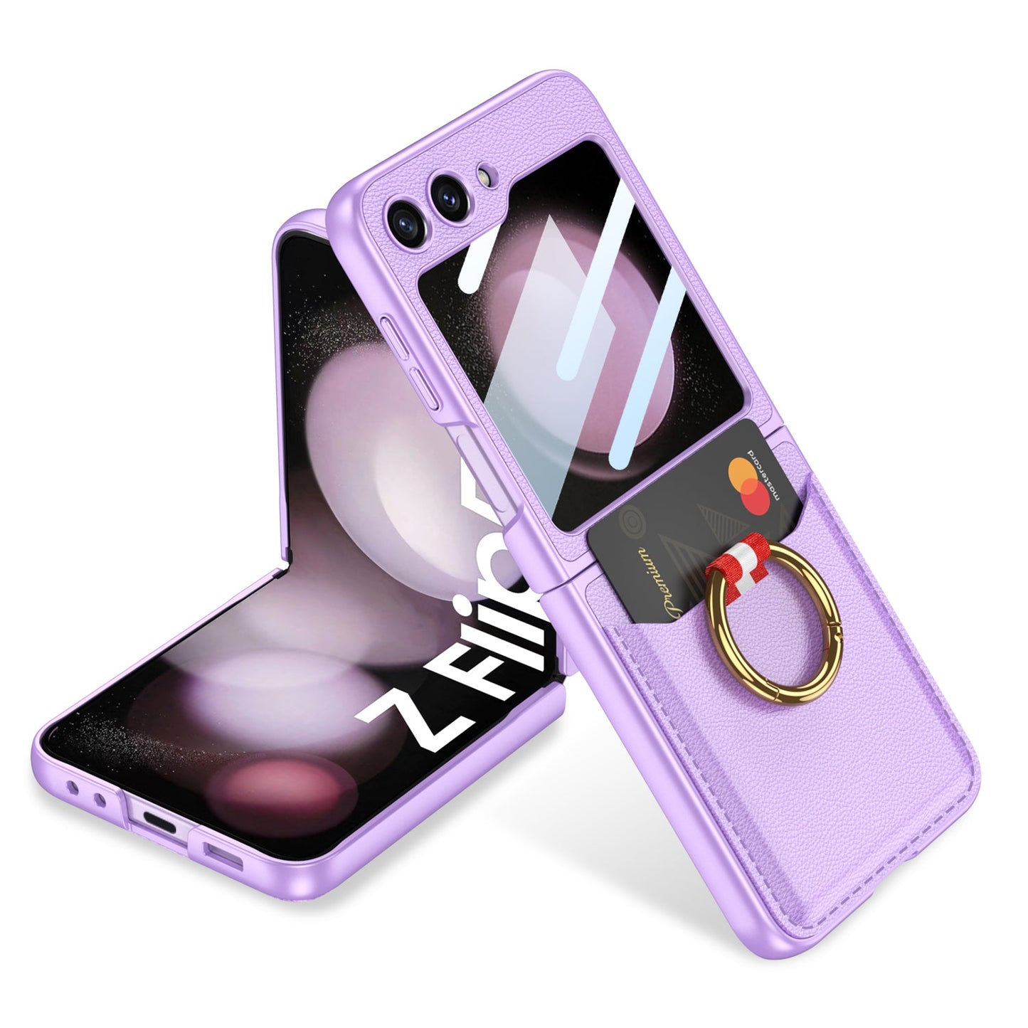 Cardholder Case For Samsung Galaxy Z Flip5 With Ring Bracket