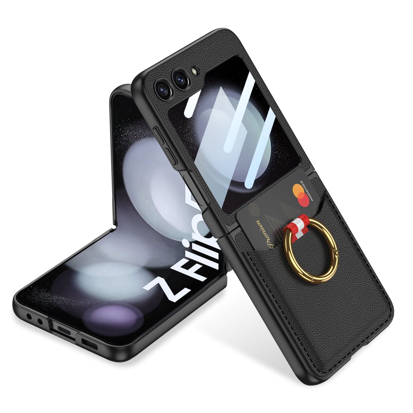 Cardholder Case For Samsung Galaxy Z Flip5 With Ring Bracket