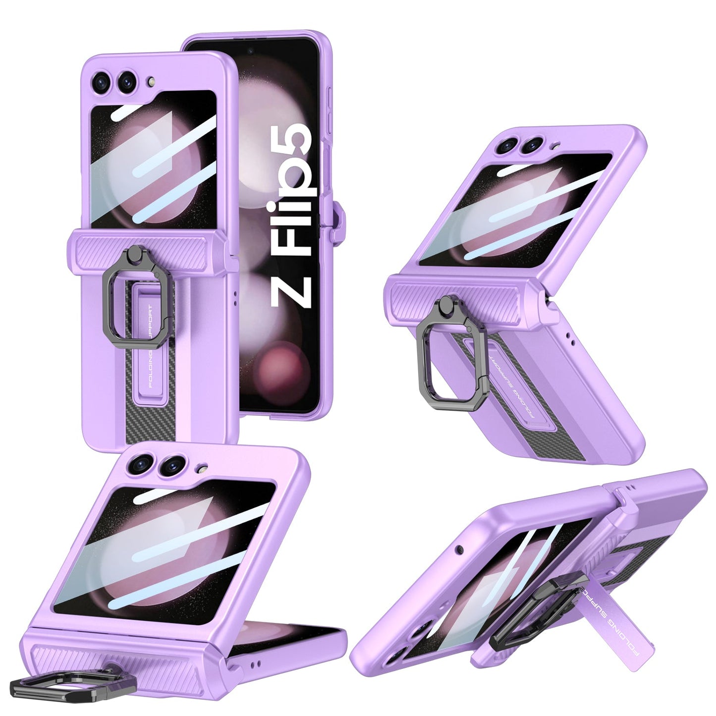 Magnetic Armor Case For Samsung Galaxy Z Flip5 With Easily Folded Bracket