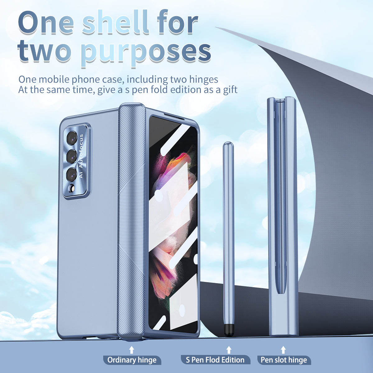 Samsung Galaxy Z Fold4 5G Electroplated Case With Double Hinges and Stylus
