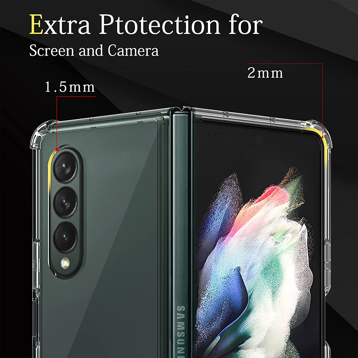 Reinforced Corners Shockproof  Soft Bumper TPU Case for Galaxy Z Fold 3 Airbag Case For Samsung Galaxy Z Fold3 5G