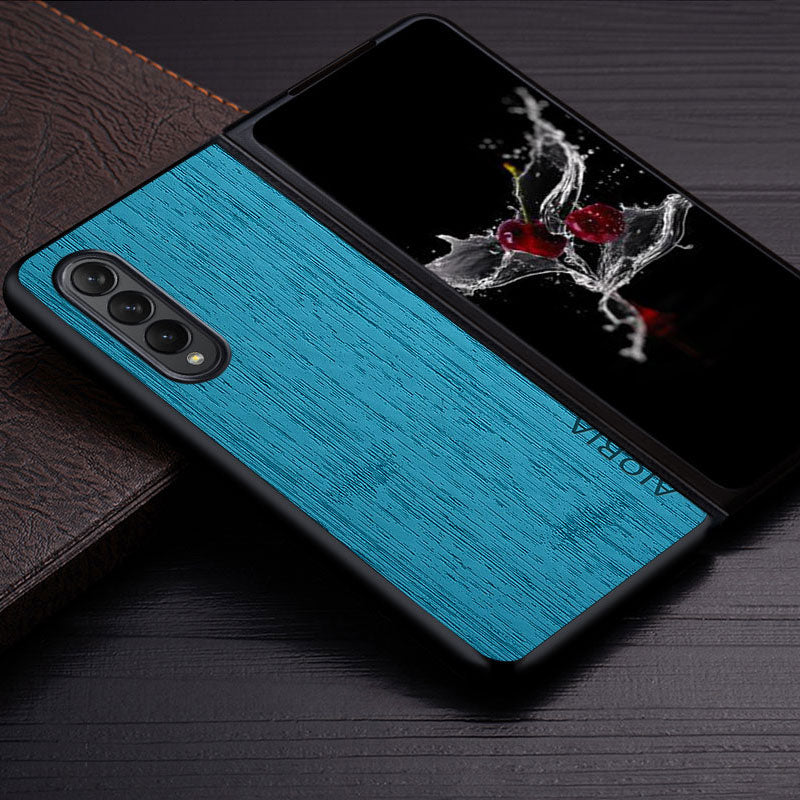 Samsung Galaxy Z Fold 3 4 5G Z Fold3 Funda Bamboo Wood Pattern Leather Cover Luxury Coque For Galaxy z Fold4 5G Case