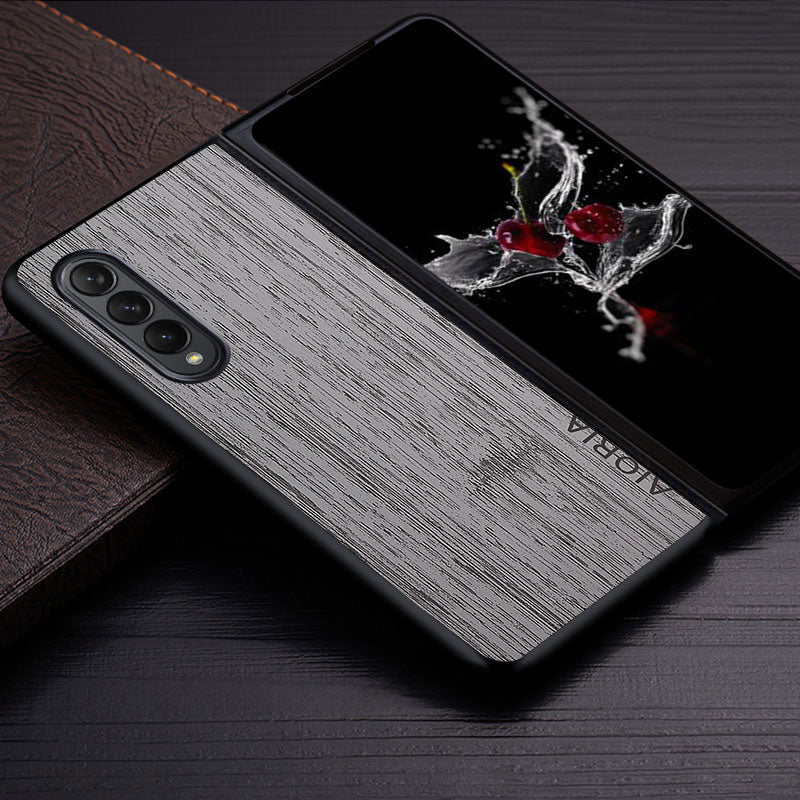 Samsung Galaxy Z Fold 3 4 5G Z Fold3 Funda Bamboo Wood Pattern Leather Cover Luxury Coque For Galaxy z Fold4 5G Case