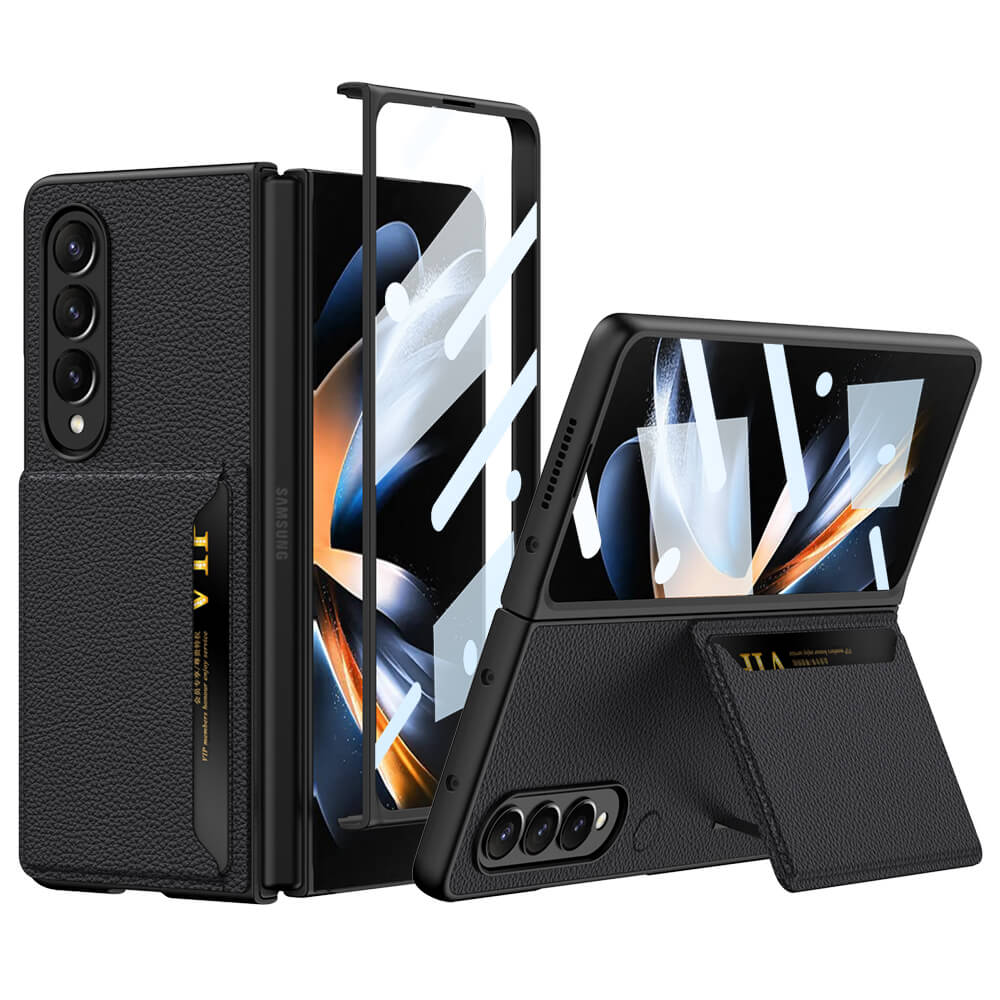 Cardholder Bag Bracket Leather Wallet Case For Samsung Galaxy Z Fold4 5G