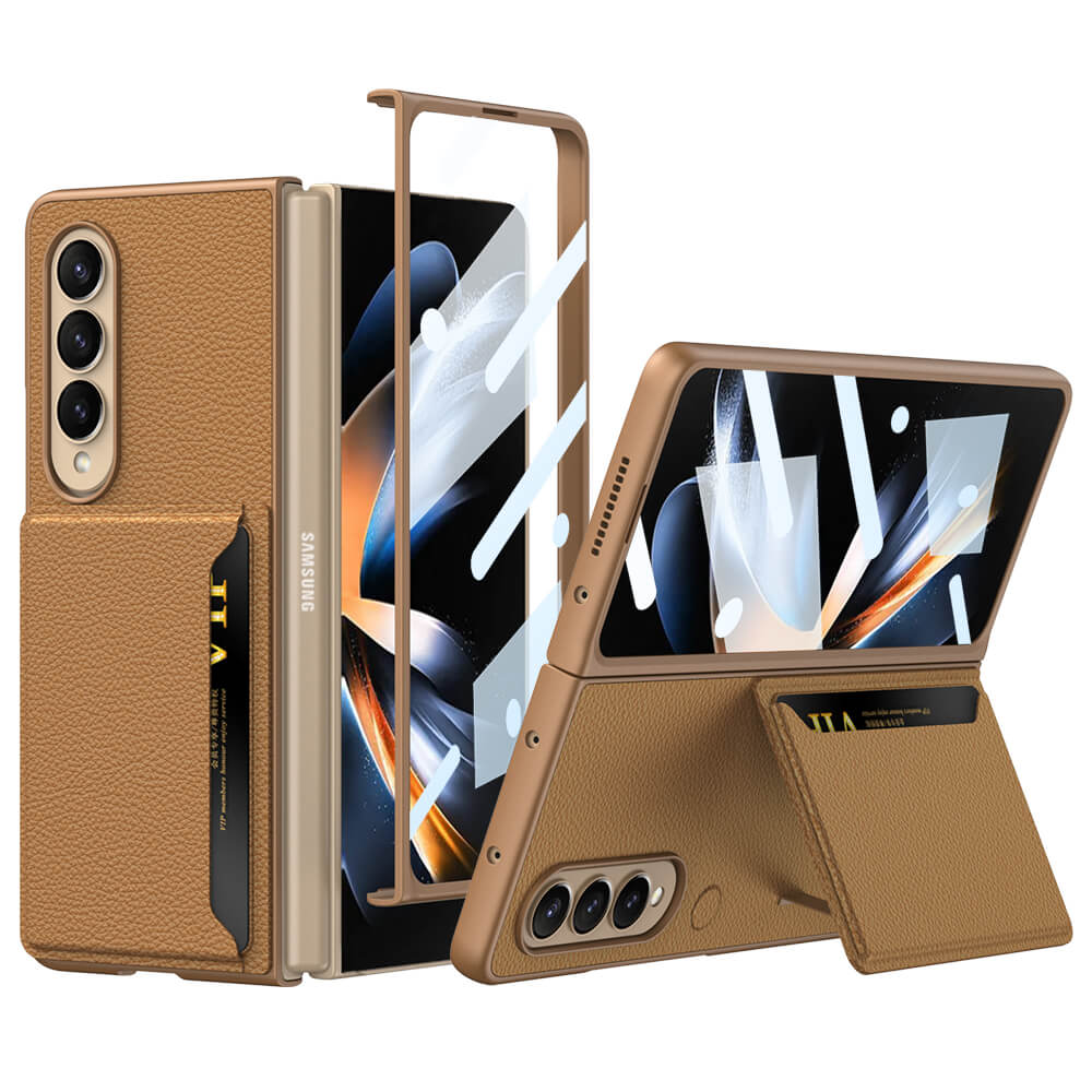 Cardholder Bag Bracket Leather Wallet Case For Samsung Galaxy Z Fold4 5G